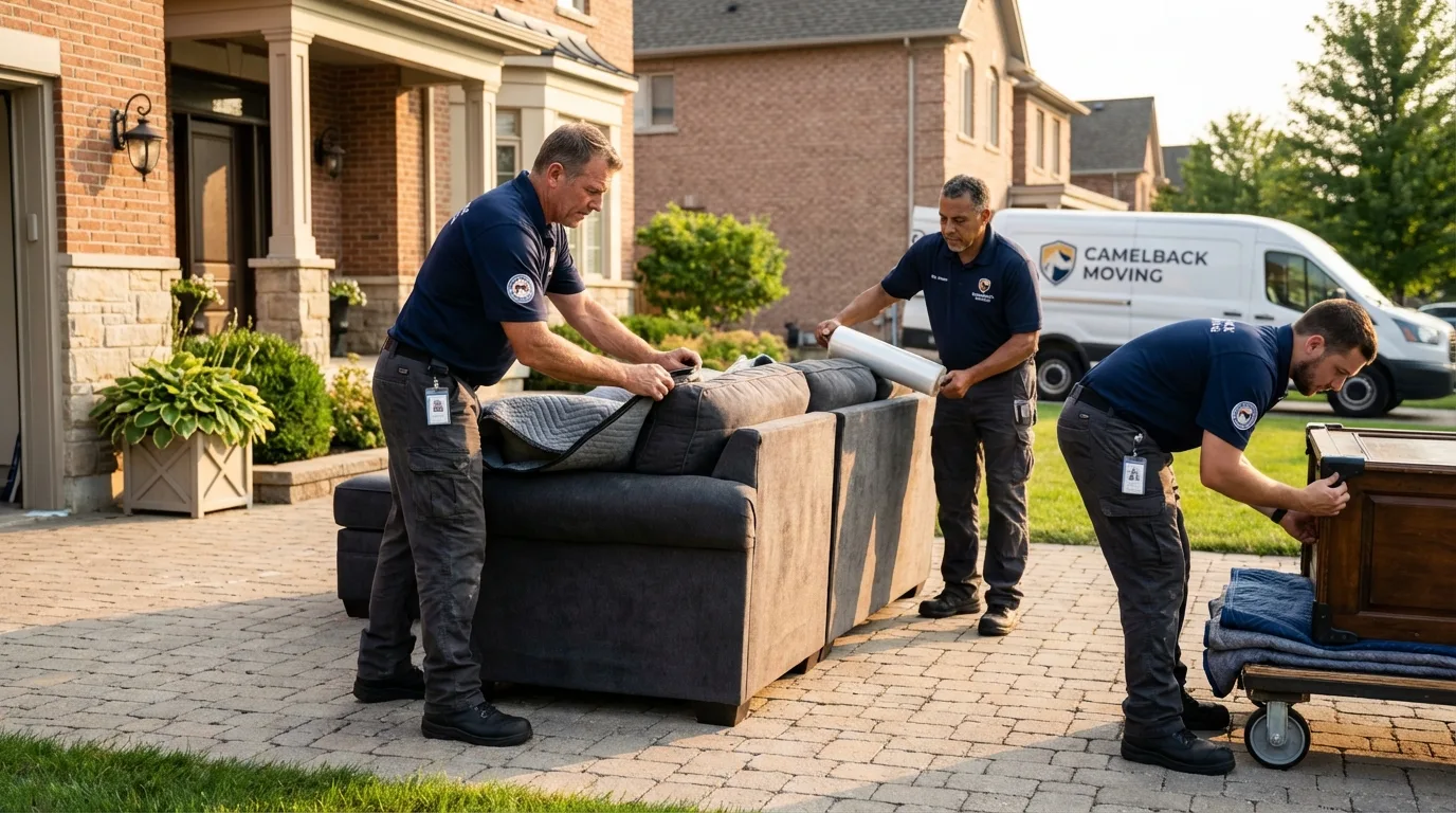 Large estate moving crew wrapping furniture in Carterville, IL