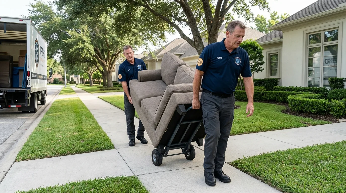 Local residential moving crew loading furniture in Carterville, IL